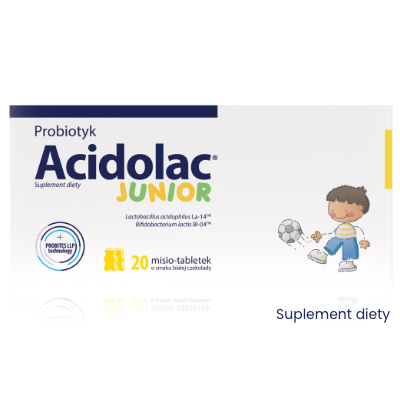 Acidolac® Junior o&nbsp;smaku białej czekolady